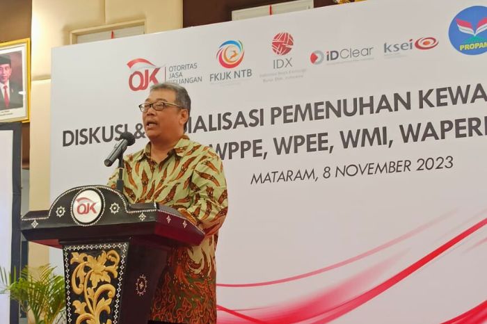 OJK Sosialisasi Pemenuhan Kewajiban Perizinan WPPE, WPEE, WMI, dan WAPERD untuk Menguatkan Integritas Pasar Modal Indonesia. (Doc.Ist)