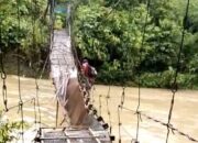 Warga Mambi Mamasa Harus Bertaruh Nyawa Saat Melewati Jembatan Gantung yang Nyaris Putus