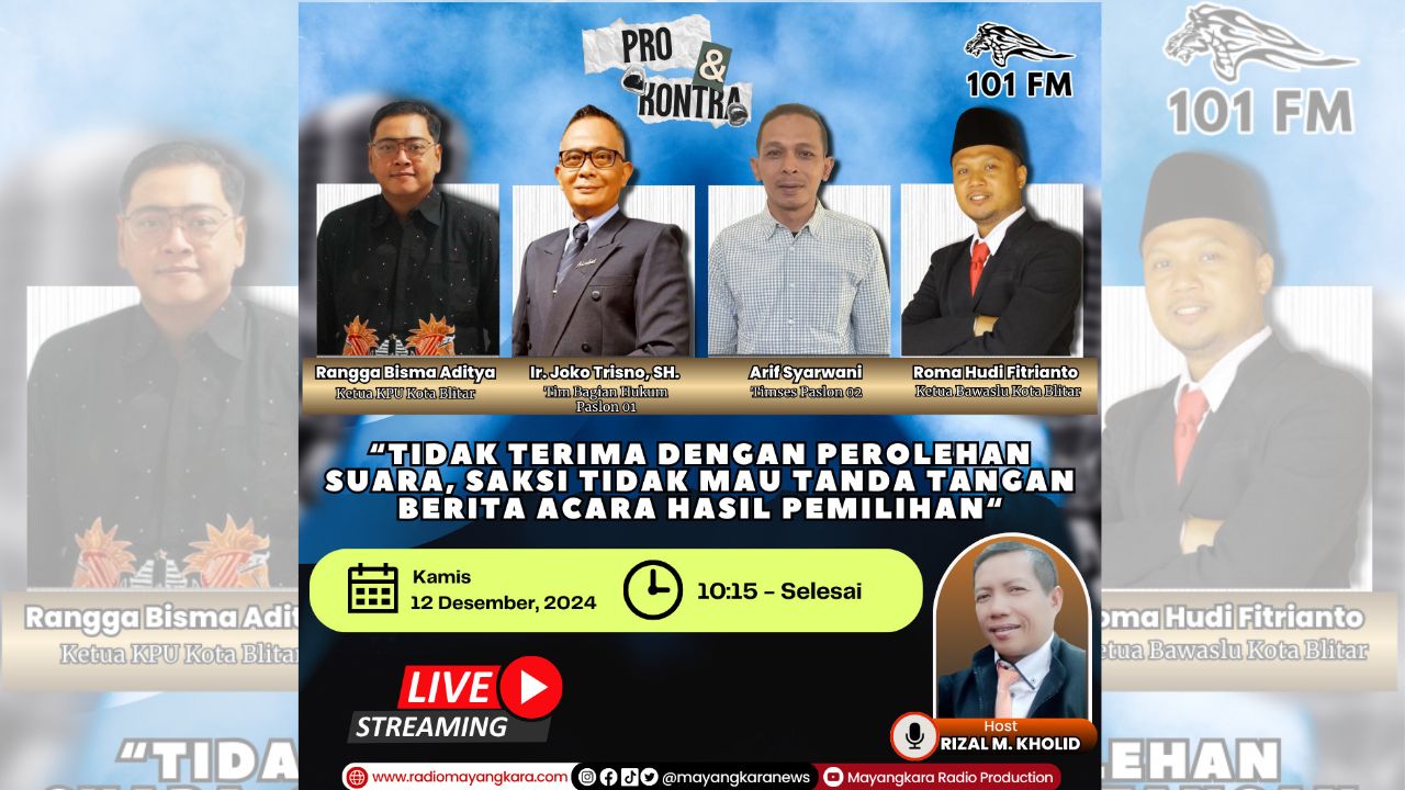 Talkshow Radio Mayangkara: Warga Kota Blitar Minta Paslon 01 Legowo Terima Kekalahan Pilkada 2024