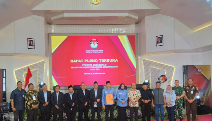 KPU Sidoarjo Tetapkan Subandi-Mimik Sebagai Bupati dan Wakil Bupati Terpilih