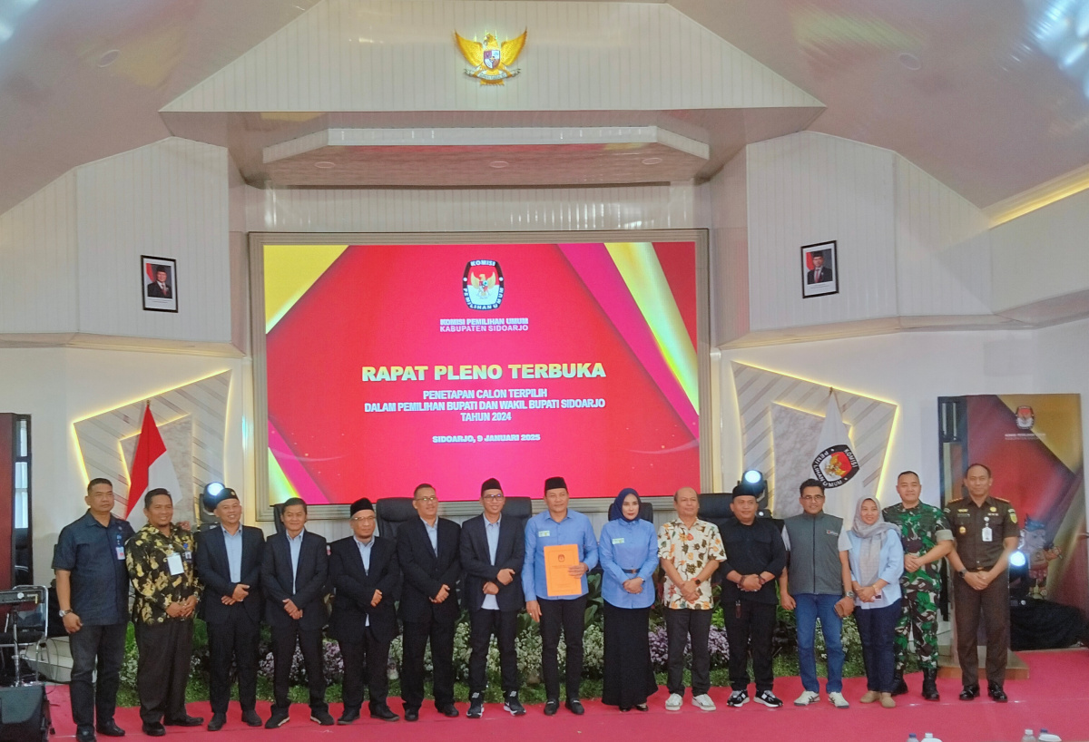 KPU Sidoarjo Tetapkan Subandi-Mimik Sebagai Bupati dan Wakil Bupati Terpilih
