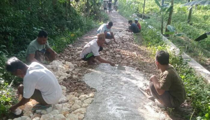 Masyarakat Desa Pakamban Daya Patungan Perbaiki Jalan Rusak