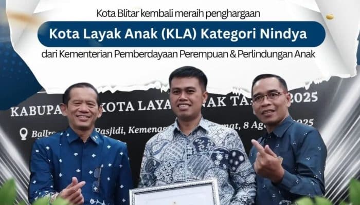 Wali Kota Blitar Mas Ibin Raih Penghargaan Nindya KLA 2025, Tekankan Sinergi Anak Cemerlang