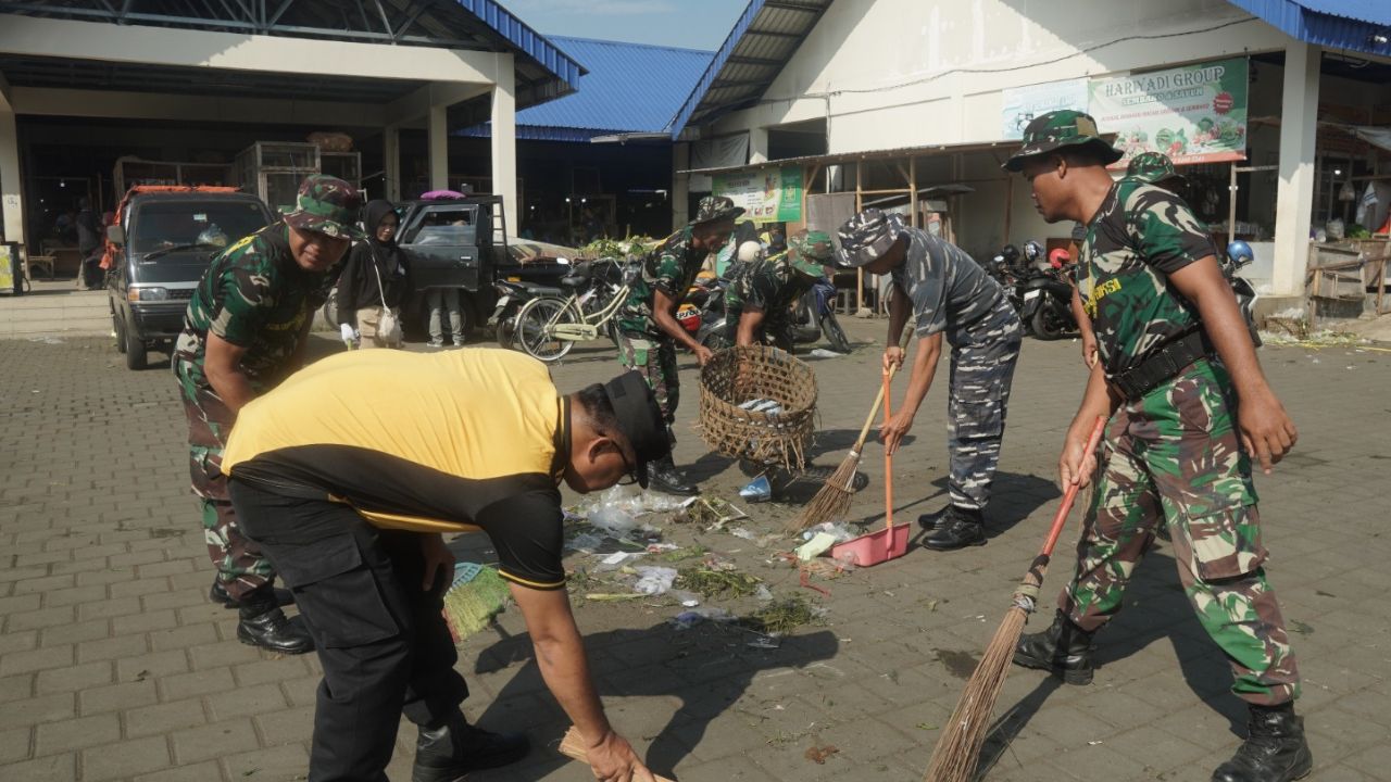 Kodim 0708 Purworejo Gelar Bakti Teritorial, Bersihkan Pasar Purworejo Libatkan Multi Pihak